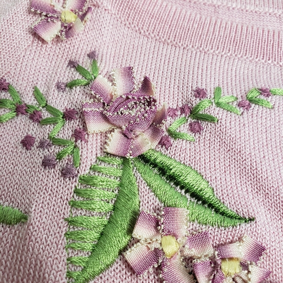 Escada Pink Silk Cold Shoulder Floral Ribbon Details NWOT Euro 38 US 8 Small - Picture 3 of 10